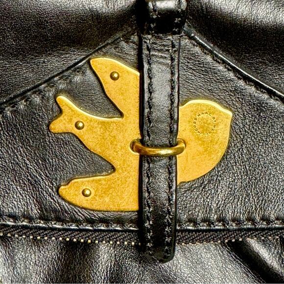 MARC JACOBS Petal Metal VOYAGE Satchel Shoulder Bird Bag Swallow Black Leather - Picture 8 of 14